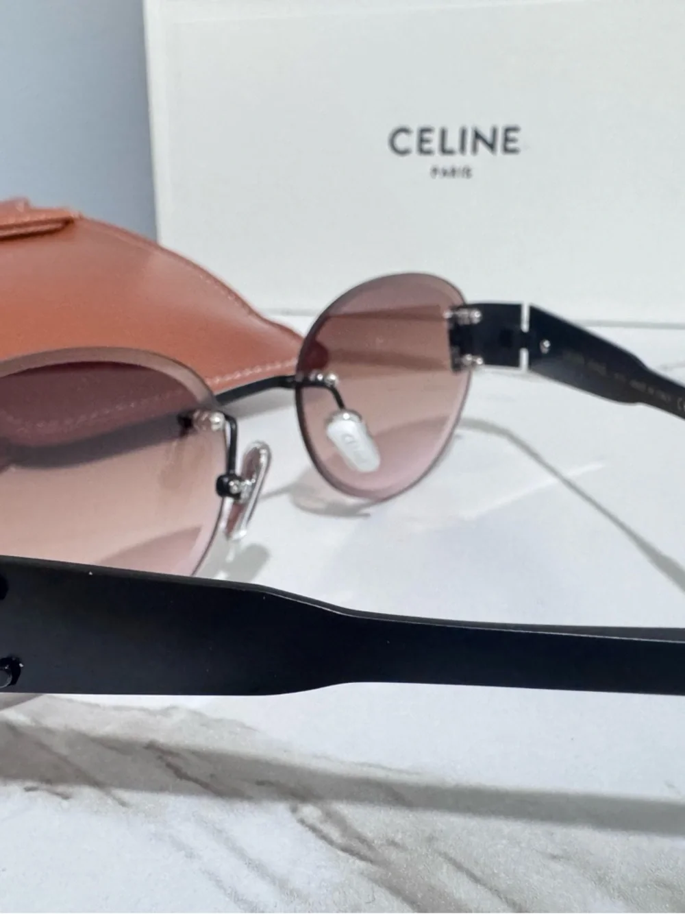 Celine Brown Gradient Round Sunglasses with Black Temples - Picture 14 of 14